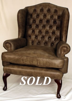 Sale Leather Wing Chair Queen Ann