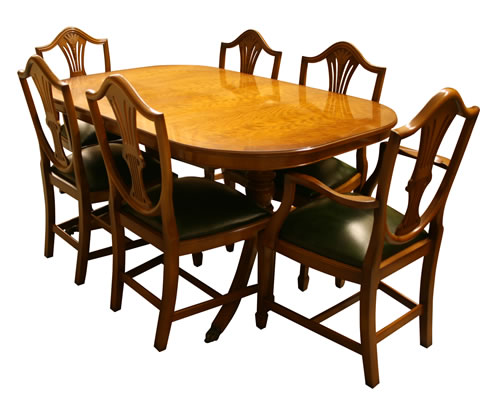 Dining Table and Wheatear Shield Back Dining Chairs