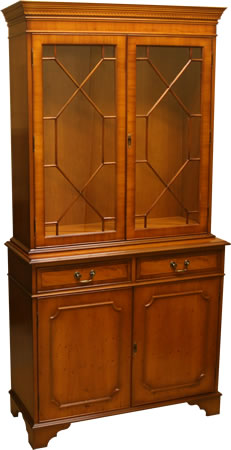 2 Door Library Bookcase in Yew