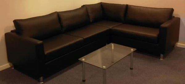 Bespoke Black Leather Corner Sofa