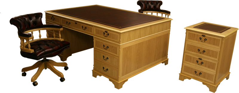 Oak Partners Desk and Filing Cabinet