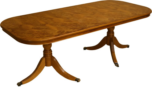D End Dining Table Burr Elm Yew Mahogany