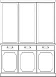 3 door reproduction library bookcase