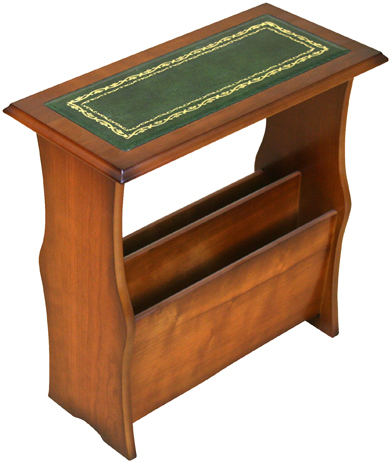 reproduction magazine table with leather top
