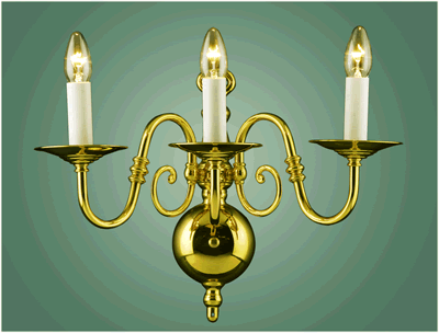 Brass Candle Stick Wall Lights 3 Lamps