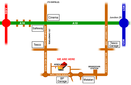 Map showing where A1 furniture are